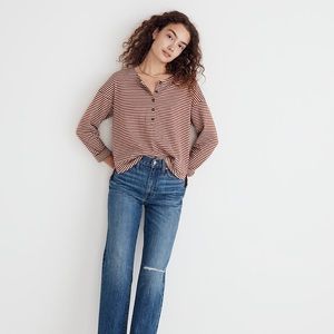 Double-Faced Henley Tee in Stripe